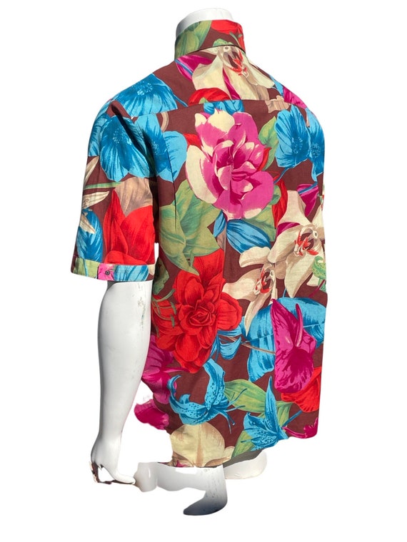 Vintage 80's THIERRY MUGLER Hawaiian shirt floral… - image 2