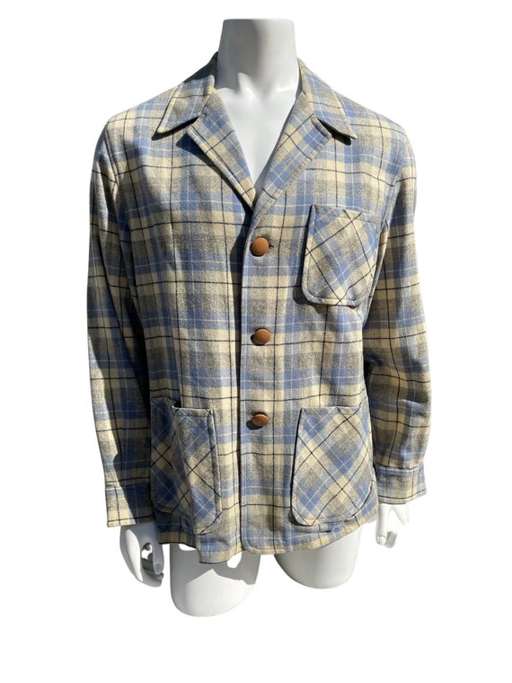 Vintage 40-50's men's Plaid blazer jacket wool li… - image 1