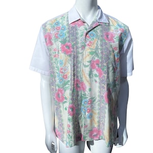 Vintage Junya Watanabe Comme des Garçons MAN Reverse print Hawaii style floral summer shirt 2001 sL