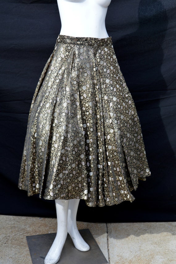 Vintage 50's gold and silver brocade poddle skirt… - image 1
