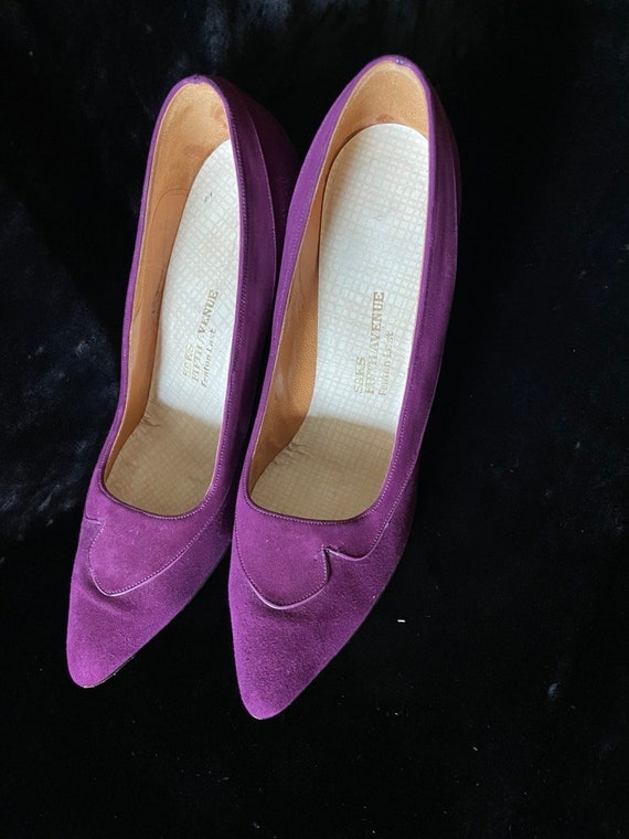 Vintage 50's shoes pumps Kittien Heel Purple FENT… - image 2