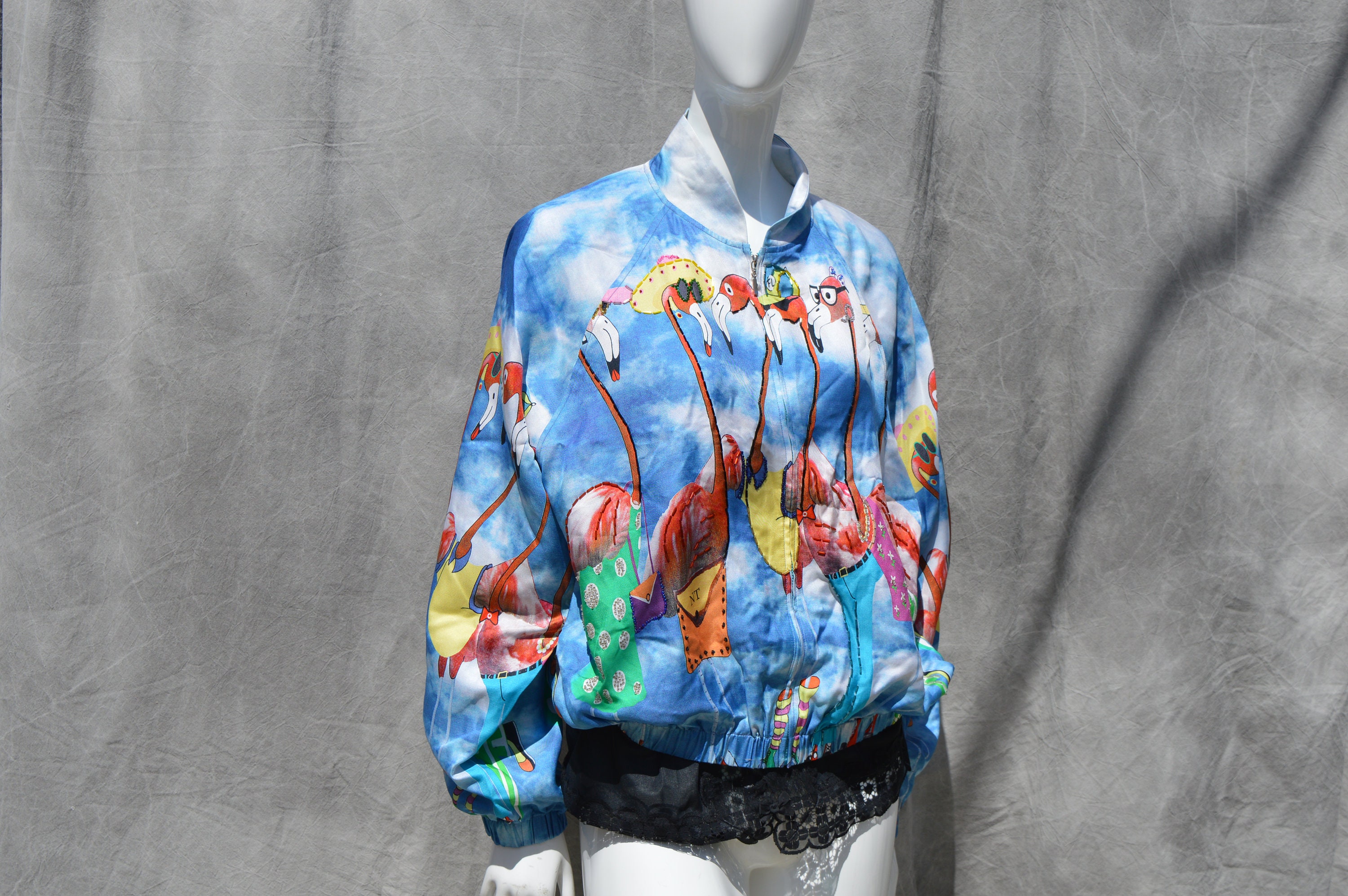 ジャケット・アウター 90s- used hooded jacket flamingo pattern 90s- used hooded jacket flamingo pattern