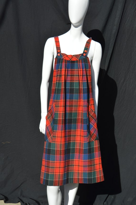 Vintage 70's Ms. CHAUS wool blend checkered APRON… - image 3