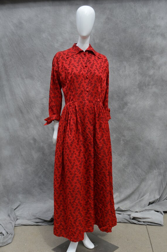 Vintage 40’s Fashioned by HOBERT red floral gown … - image 9