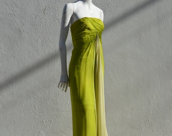 Vintage 50's JEAN LOUIS dress old Hollywood silk Chiffon gown size 4-6 designer sexy party collectible rare column dress