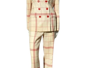 Vintage 80’s MOSCHINO iconic DISH CLOTH pant suit suit ensemble size 12 jacket and pants