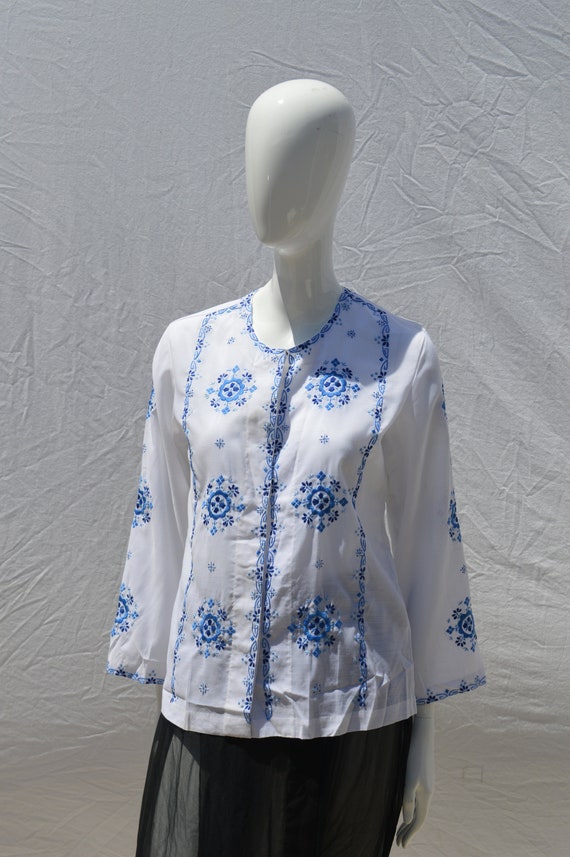 Vintage 70's hippie CHINESE top blouse by LILY si… - image 5
