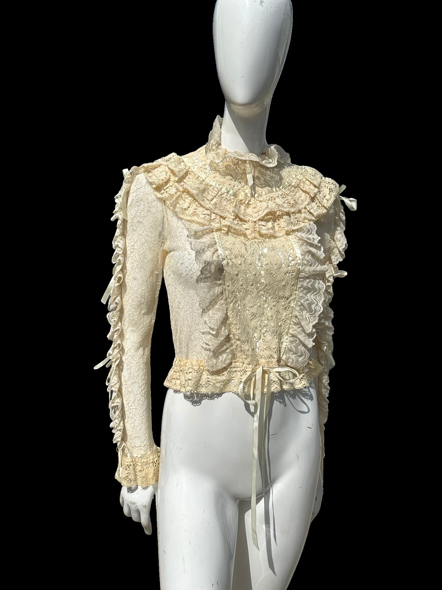 Vintage 70's all lace cottage core blouse top by easy street fashions NYC size M Mint condition
