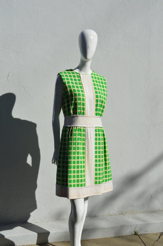 green checkerboard dress Women's Checkerboard V-neck Racerback Sleeveless Golf Dress