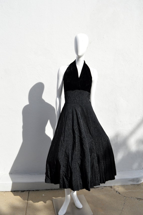 Vintage 50's halter dress full skirt sexy halter t