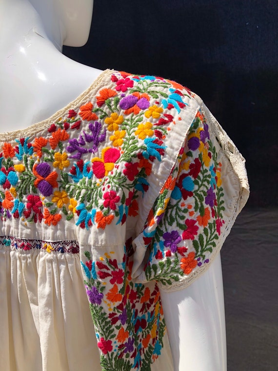 Vintage 60's mexican pheasant blouse hand embroid… - image 4