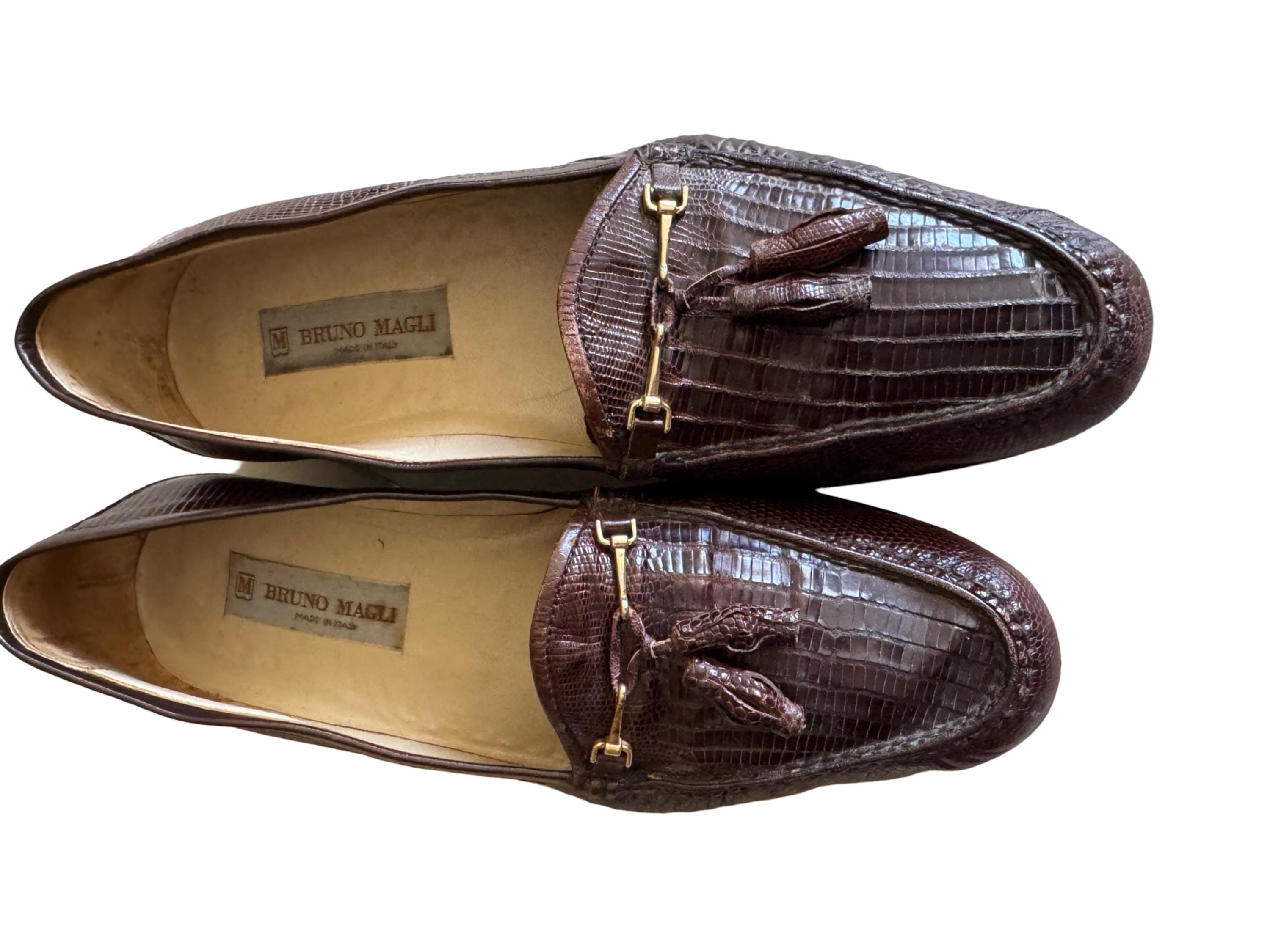 Bruno Magli‎ Shoes Mens 9 M Brown Leather Snake Skin Loafer Made in Italy Tazio Slip-On Loafer – Bruno Magli main image 4