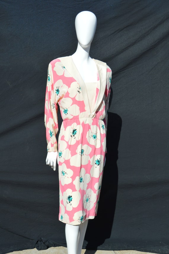 Vintage 80's BILL BLASS III Collection silk flora… - image 9