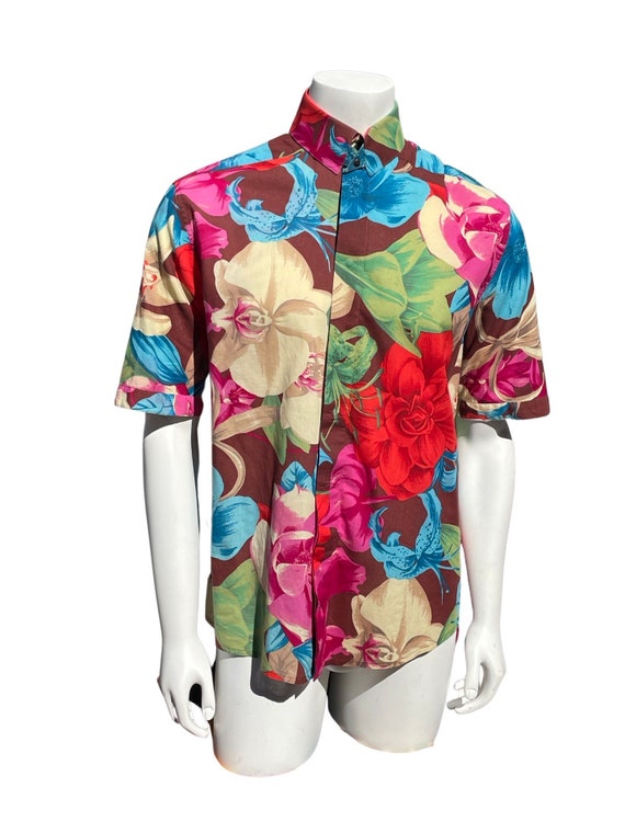 Vintage 80's THIERRY MUGLER Hawaiian shirt floral… - image 7