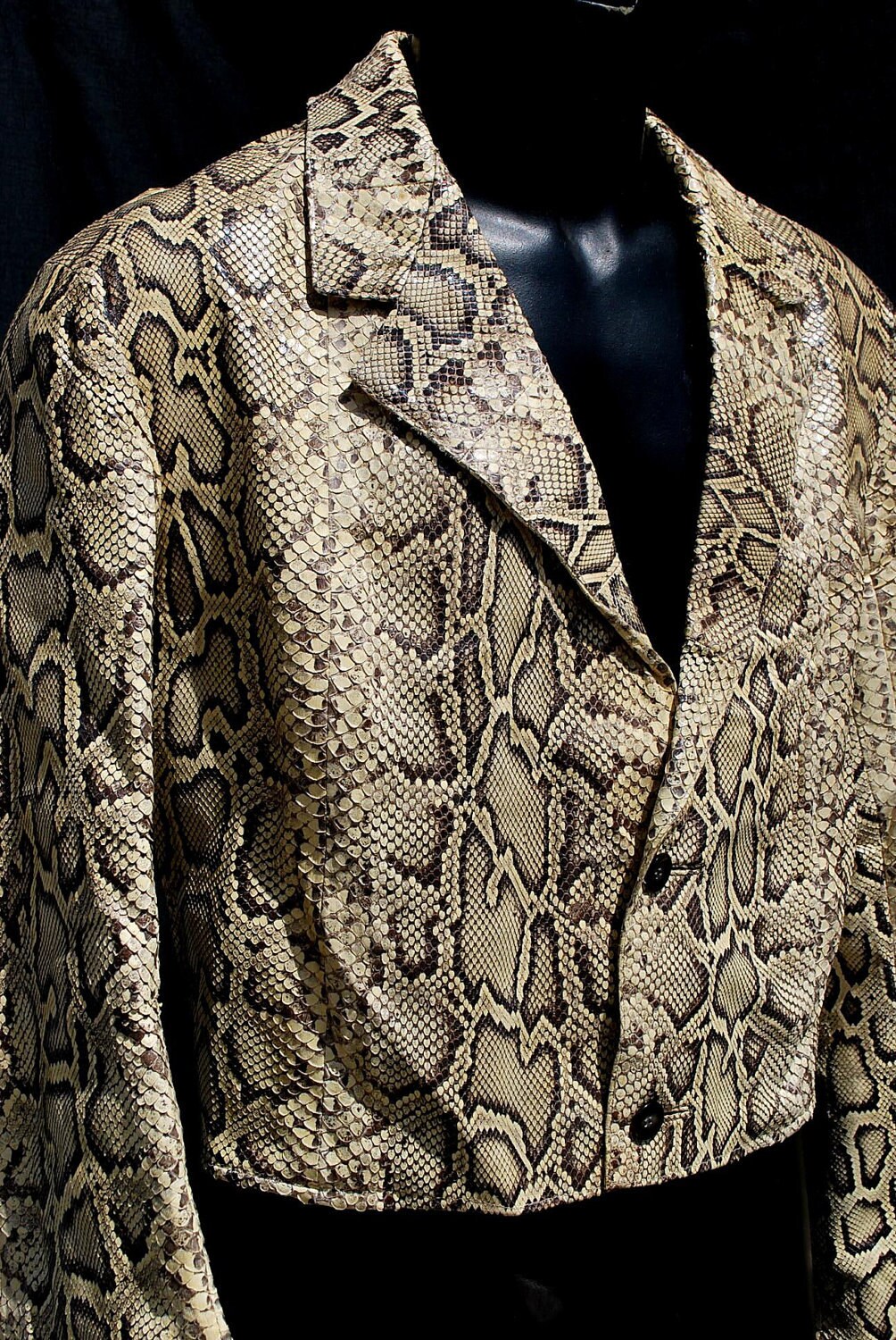 Vintage 70's PYTHON snake skin men's jacket short | Etsy
