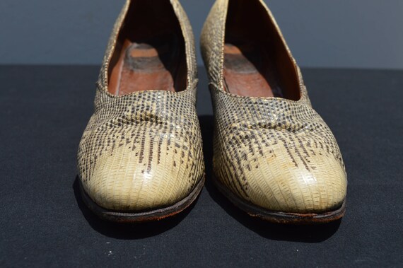 vintage 40's python pumps shoes snake skin shoes … - image 3