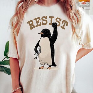 Penguins Resist Shirt, Flippers Up T-shirt, Heard Island Shirt, Penguins Against Tariffs Tee, Subtle FDT Resistance, Protest Penguins Tshirt