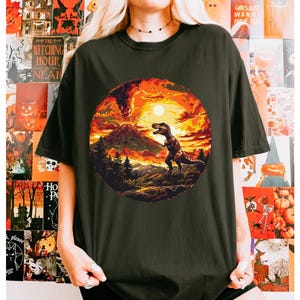 Velociraptor Dinosaur Vintage 90s Style Graphic Shirt, Jurassic Raptor Comfort Colors® Tee, Y2k Grunge Dinosaur Aesthetic, Retro Dino Gift