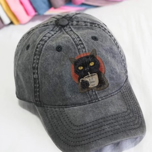 Embroidered Is He Dead Yet Cat Hat, Anti Trump Anti Fascism Hat, Subtle FDT Hat, Protest Democra, Liberal Activist, Political Hat, Cat Lover