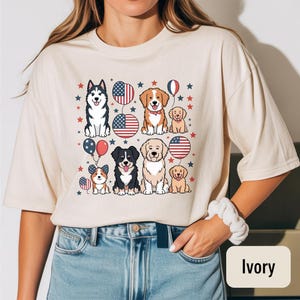 Patriotic Dogs 4th of July Shirt, Cute Comfort Colors USA Dog Tee, Independence Day Pet Lover Gift, Fireworks Dog Shirt