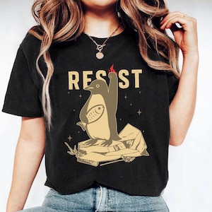 Penguins Resist Comfort Color T-Shirt, Penguins Against Tariffs Shirt, Unisex FDT Shirt, Resist Shirt, Social Justice Shirt, Liberal Shirt