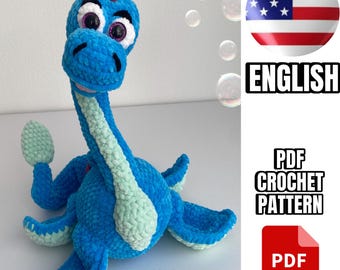 Crochet Dinosaur Pattern / Amigurumi Pattern PDF / English Crochet Dinosaur Plesiosaur Scheme PDF / Amigurumi Design Dinosaur Plesiosaur PDF