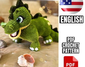 Crochet Crocodile Pattern / Amigurumi Pattern PDF / English Crochet Crocodile Scheme PDF / Amigurumi Design Crocodile PDF
