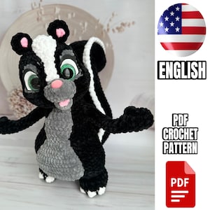 Crochet Skunk Pattern / Amigurumi Pattern PDF / English Crochet Skunk Scheme PDF / Amigurumi Design Skunk PDF