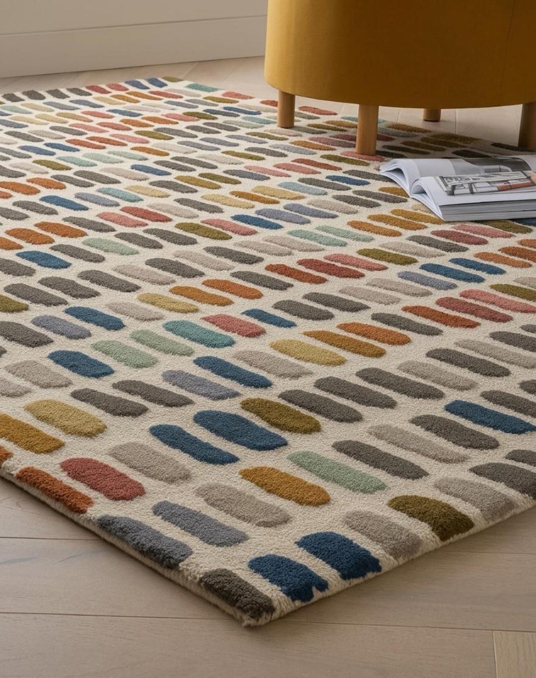 Multicolour Wool Rug Hand-tufted Wool Rug: Multicolor Abstract Patchwork, Custom Sizes - Etsy