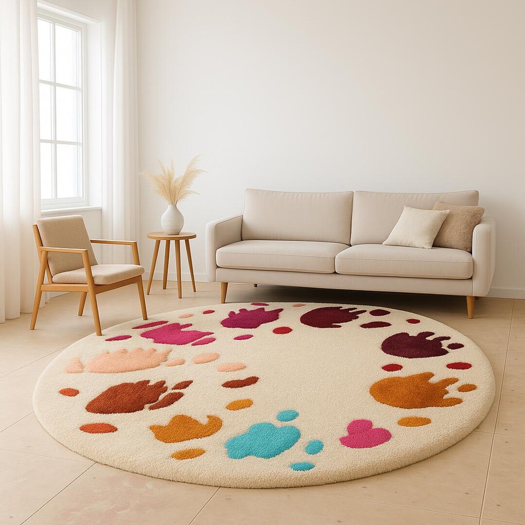 Artistic Home Decor, Round Area Rug, Paint Splatter Rug, Art Studio ...
