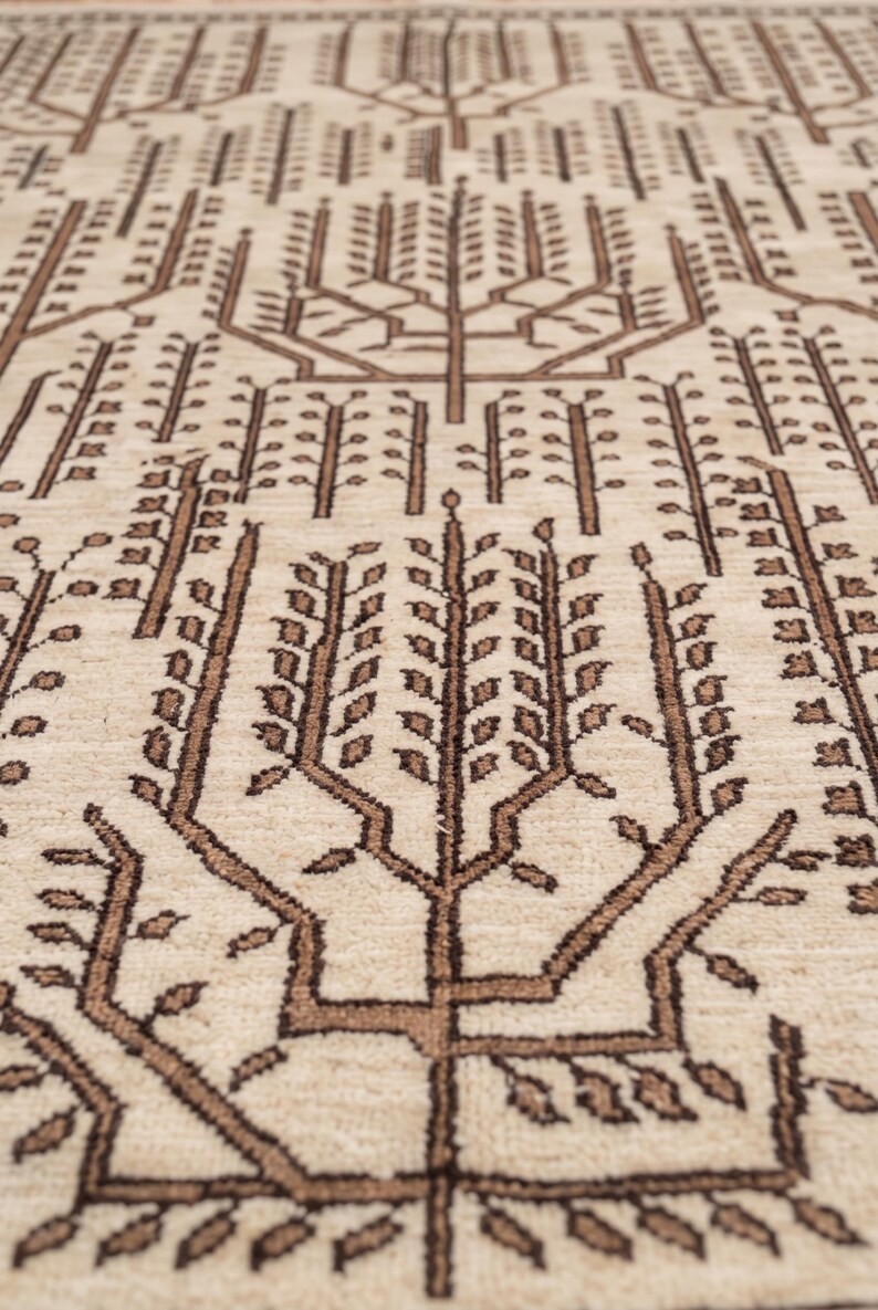 Tree Designed Rugs 8x11ft Hand-knotted Tree of Life Wool Rug – Ivory & Brown Botanical ...