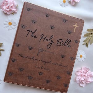 Personalized NIV Journaling Bible | Custom Name Laser Engraved Bible | Customized Engraving Christian Gift for Women