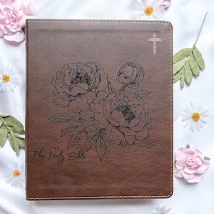 Personalized NIV Journaling Bible | Customized Laser Engraved Bible | Custom Name Engraving Christian Gift for Women | Bible for Her