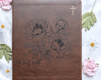 Personalized NIV Journaling Bible | Customized Laser Engraved Bible | Custom Name Engraving Christian Gift for Women | Bible for Her