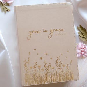 Personalized CSB Study Bible for Women | Champagne Gold Engraved Cover | Custom Name Laser Engraving | Grow in Grace | Bible for Her