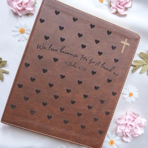 Personalized NIV Journaling Bible | Little Hearts | Custom Name Laser Engraved Bible | Customized Christian Gift for Women - Add Your Name