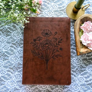Personalized ESV Wide Margin Bible | Flower Design | Custom Engraved Bible For Women | Customized Christian Gifts For Her