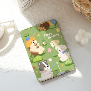 Puppy Comping Kindle Case,Ins Style Kindle Cases,Kindle Paperwhite 10th 11th 12th 6&#39;&#39; 6.8&#39;&#39; 7&#39;&#39; Case,Clear Back Sleeve, Auto Wake/Sleep