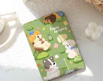 Puppy Comping Kindle Hülle, Ins Style Kindle Hüllen, Kindle Paperwhite 10.11.12.6 '' 6,8 '' 7 '' Hülle, Klare Rückseite, Auto Wake/Sleep
