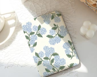 Blue Hydrangea Kindle/Kobo Cover,Paperwhite 10th 11th 12th 6'' 6.8'' 7'' Case,Clear Back Sleeve,Kindle Colorsoft Case,Auto Wake/Sleep