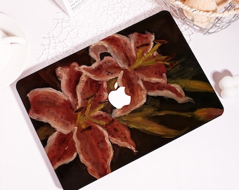 Custom Vintage Dark Lily MacBook Case, Laptop Cover for MacBook Pro 16 15 14, MacBook Air 15/13/11, Laptop Sleeve Fit M4 M3 M2, Gift For Her