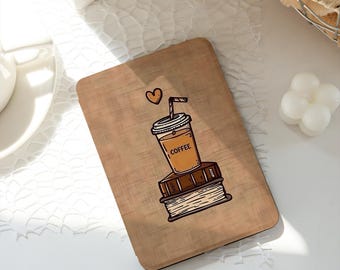 Minimal Coffee Books Kindle/Kobo Cover,Paperwhite 10th 11th 12th 6'' 6.8'' 7'' Case,Clear Back Sleeve,Kindle Colorsoft Case,Auto Wake/Sleep