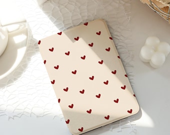 Kindle-hoesje romantisch minimalistisch hart, Kobo-hoes ins-stijl, Paperwhite 10e 11e 12e 6'' 6,8'' 7''-hoes, doorzichtige achterkant, automatisch ontwaken/slaapstand