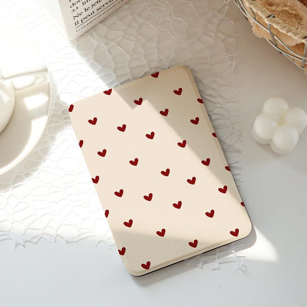 Romantic Minimalist Heart Kindle Case,Ins Style Kobo Cover,Paperwhite 10th 11th 12th 6'' 6.8'' 7'' Case,Clear Back Sleeve, Auto Wake/Sleep