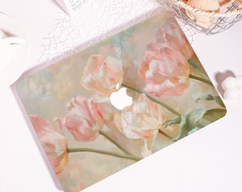 Custom Pastel Pink Tulip MacBook Case,Laptop Cover for MacBook Pro 16 15 14 13,MacBook Air 15/13/11,Laptop Sleeve Fit M4 M3 M2,Gifts For Her