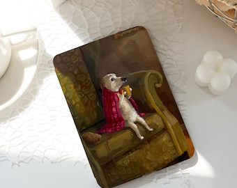 Dog in Red Cape Art Kindle Case, Paperwhite 10th 11th 12th 6'' 6.8'' Case,  Kobo Libra Case Cover with strap, E-Reader Case, Book Lover Gift