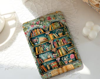 Vintage Bücherregal Kindle Hülle, Ins Style Kindle Hüllen, kindle Paperwhite 10.11.12.6 '' 6,8 '' 7 '' Hülle, Klare Rückseite, Auto Wake/Sleep
