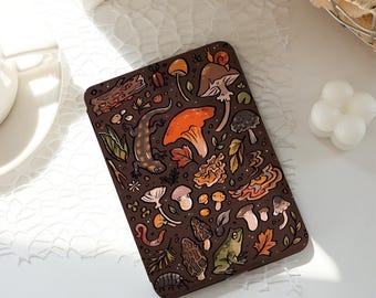 Forestcore Kindle & Kobo Case, Frog Salamander Mushroom Cover for Paperwhite 12th 11th Gen, Colorsoft, Kobo Clara Libra, Woodland Gift