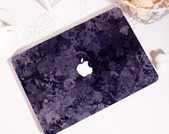 Custom Dark Purple Floral MacBook Case,Laptop Cover for MacBook Pro 16 15 14,MacBook Air 15/13/11,Laptop Sleeve Fits M4 M3 M2, Gifts For Her