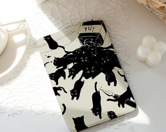 Cute Ink Cat Kindle Case,Ins Style Kindle Cases,Kindle Paperwhite 10th 11th 12th 6'' 6.8'' 7'' Case,Clear Back Sleeve, Auto Wake/Sleep